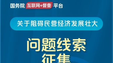 操逼自慰免费网站国务院“互联网+督查”平台公开征集阻碍民营经济发展壮大问题线索